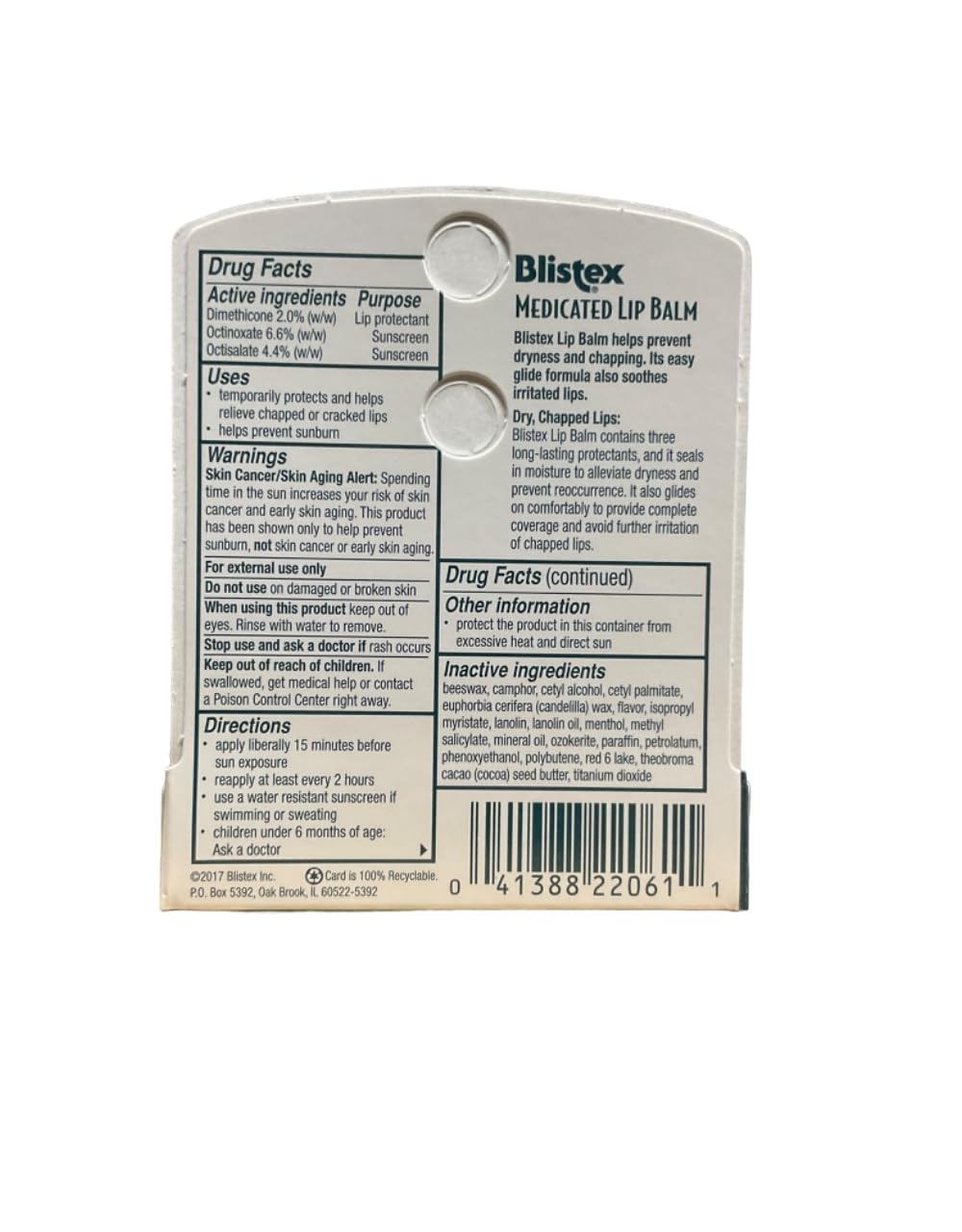 Blistex Baume lèvres SPF15 apaisant – soin pour lèvres irritées