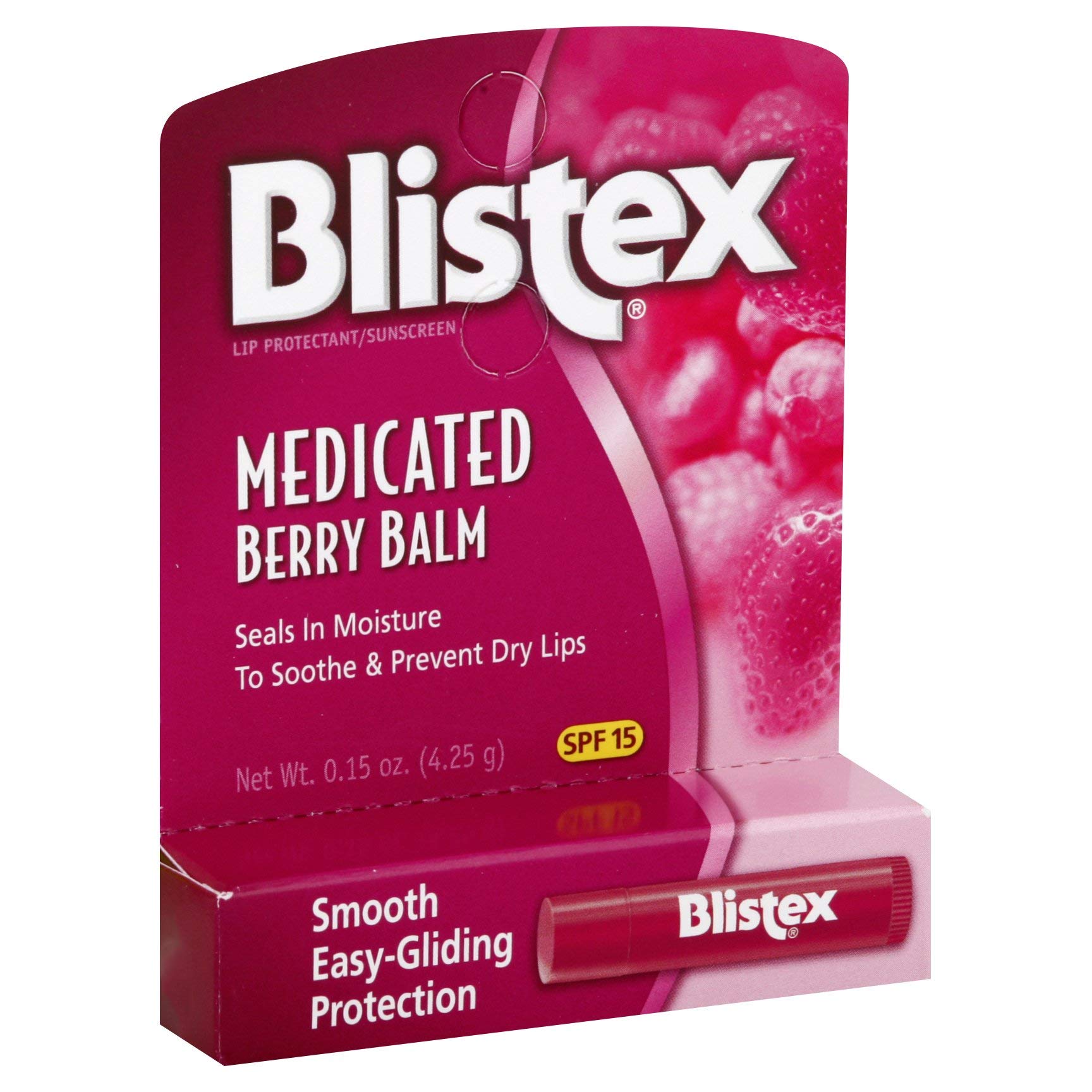 Blistex baume lèvres framboise 0-15oz tube, hydratation durable.