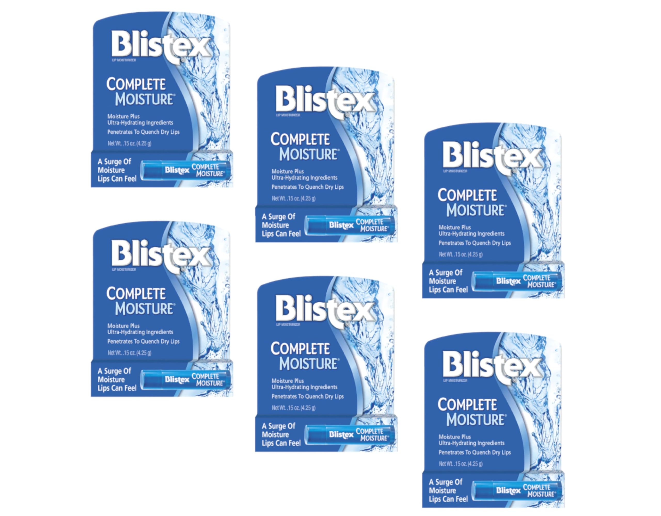 Blistex Complete Moisture balm nourishes lips with penetrating hydration.