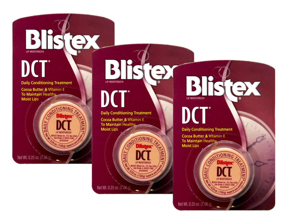 Blistex DCT, trio de pots, soin quotidien des lèvres hydratées.