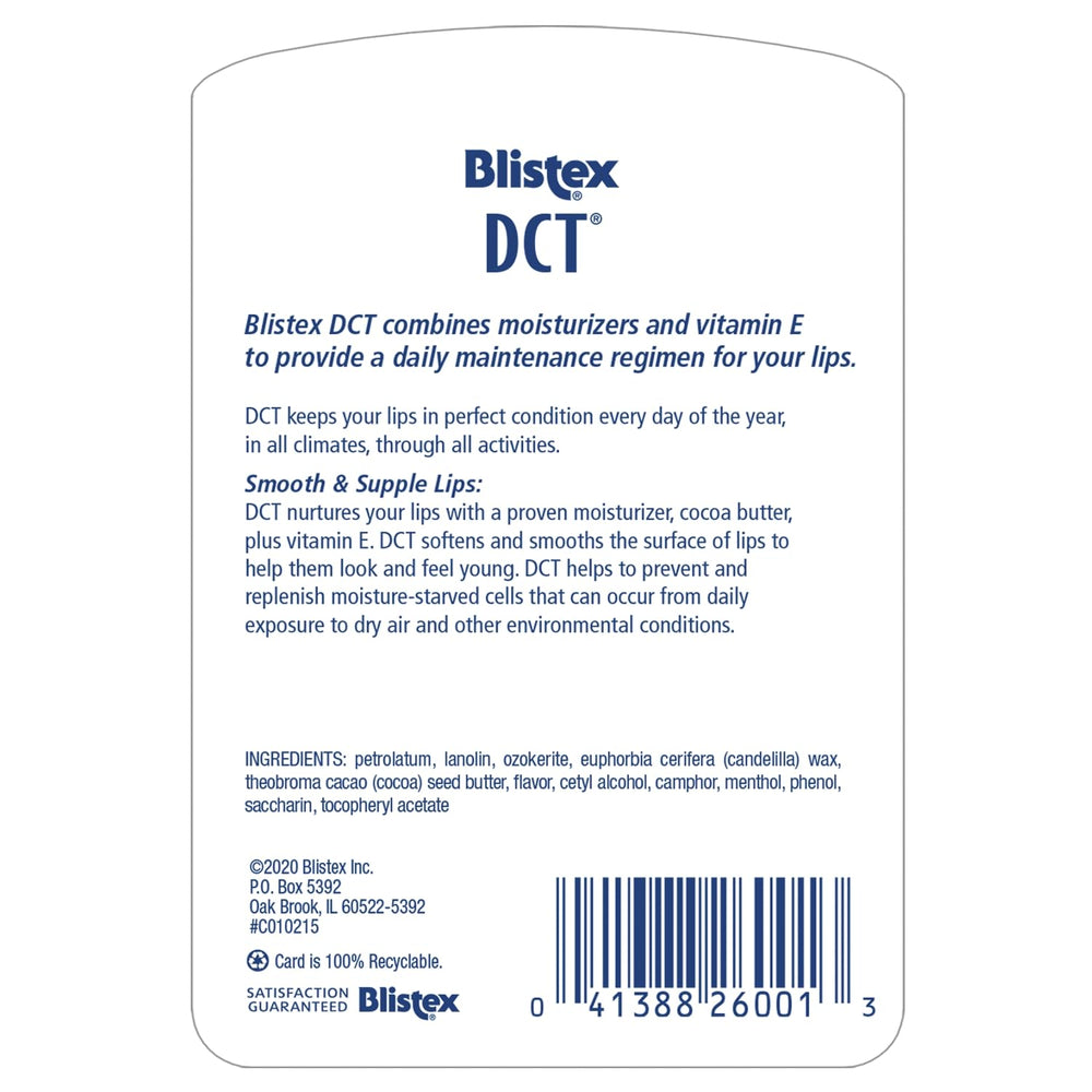 Utilisation quotidienne du baume Blistex DCT pour hydrater et protéger les lèvres.