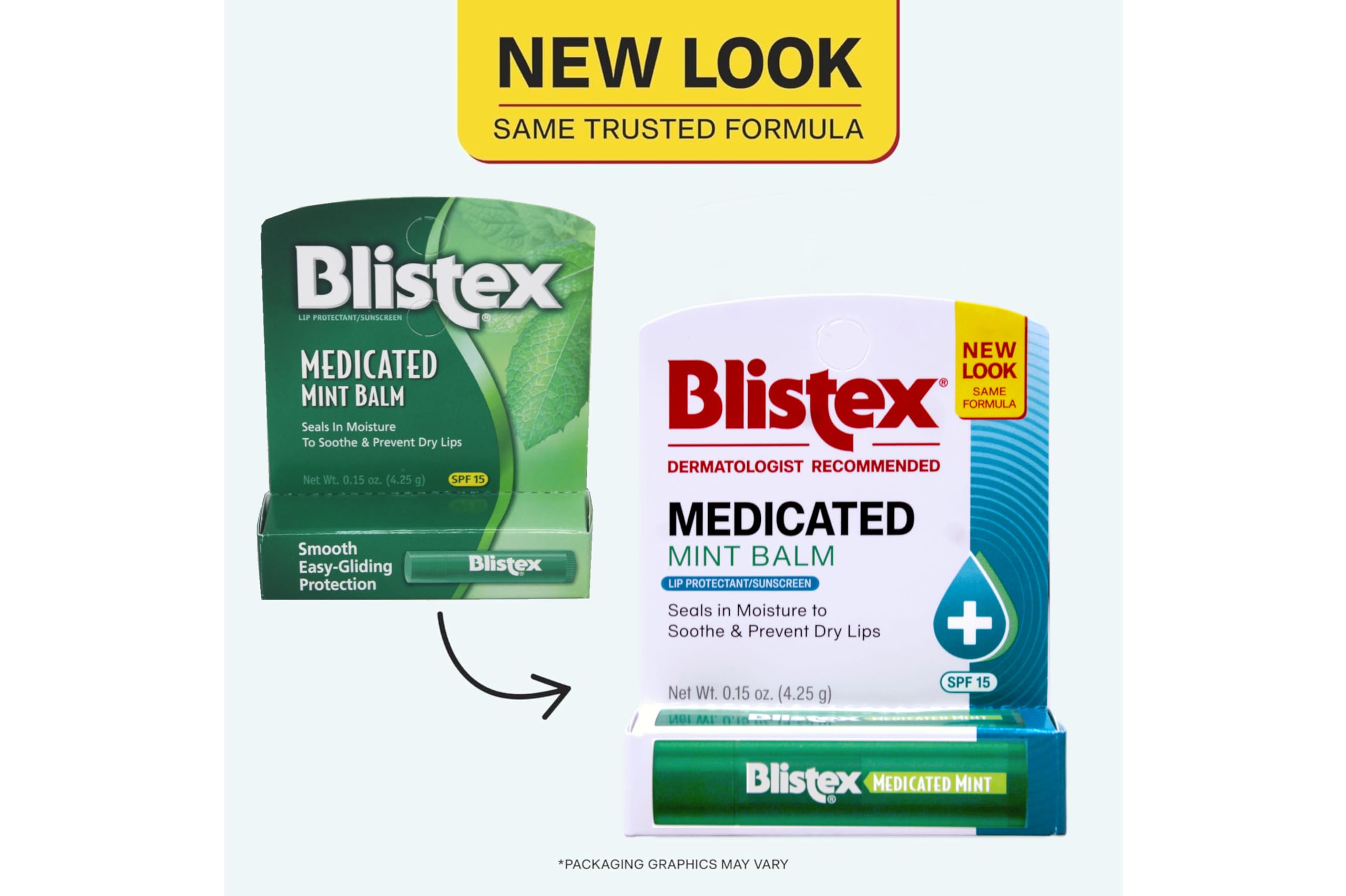 Blistex lip balm mint pack six tubes on display
