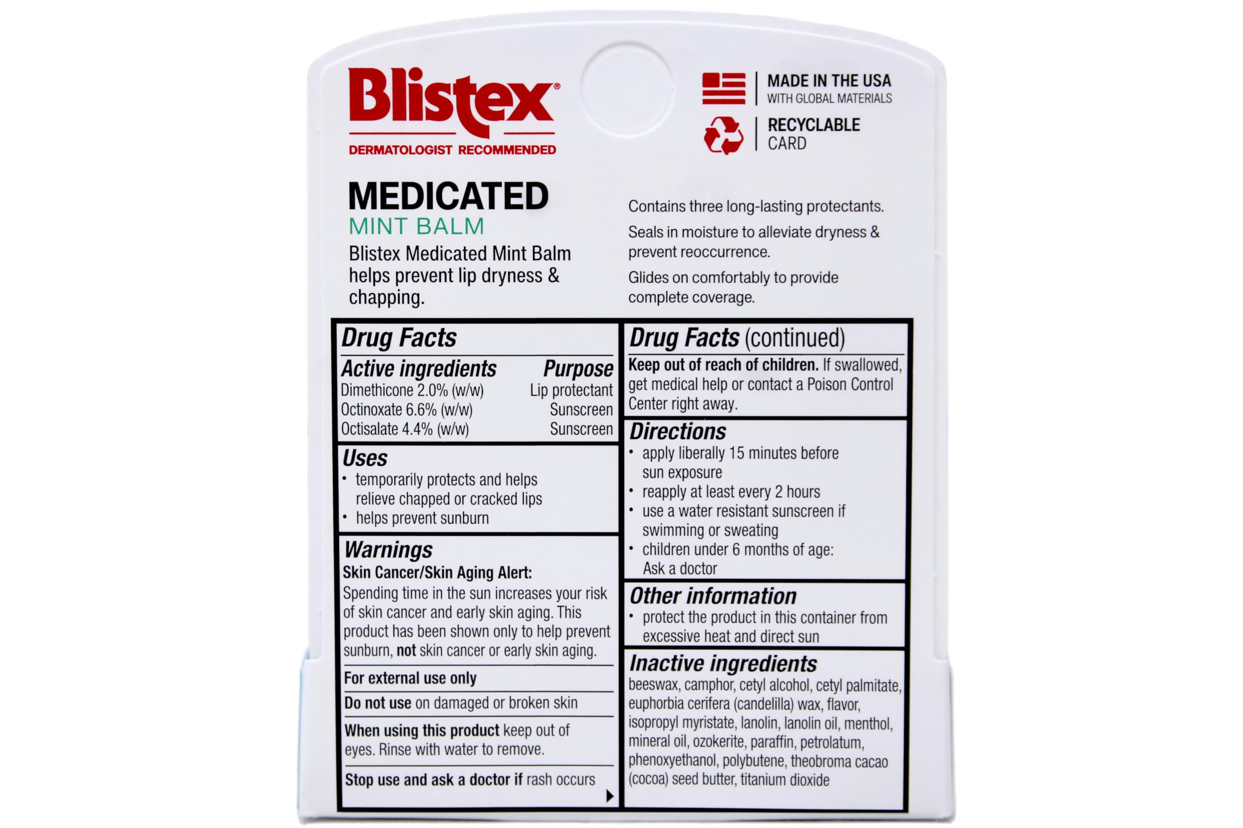 Blistex lip balm mint tube close-up texture and color