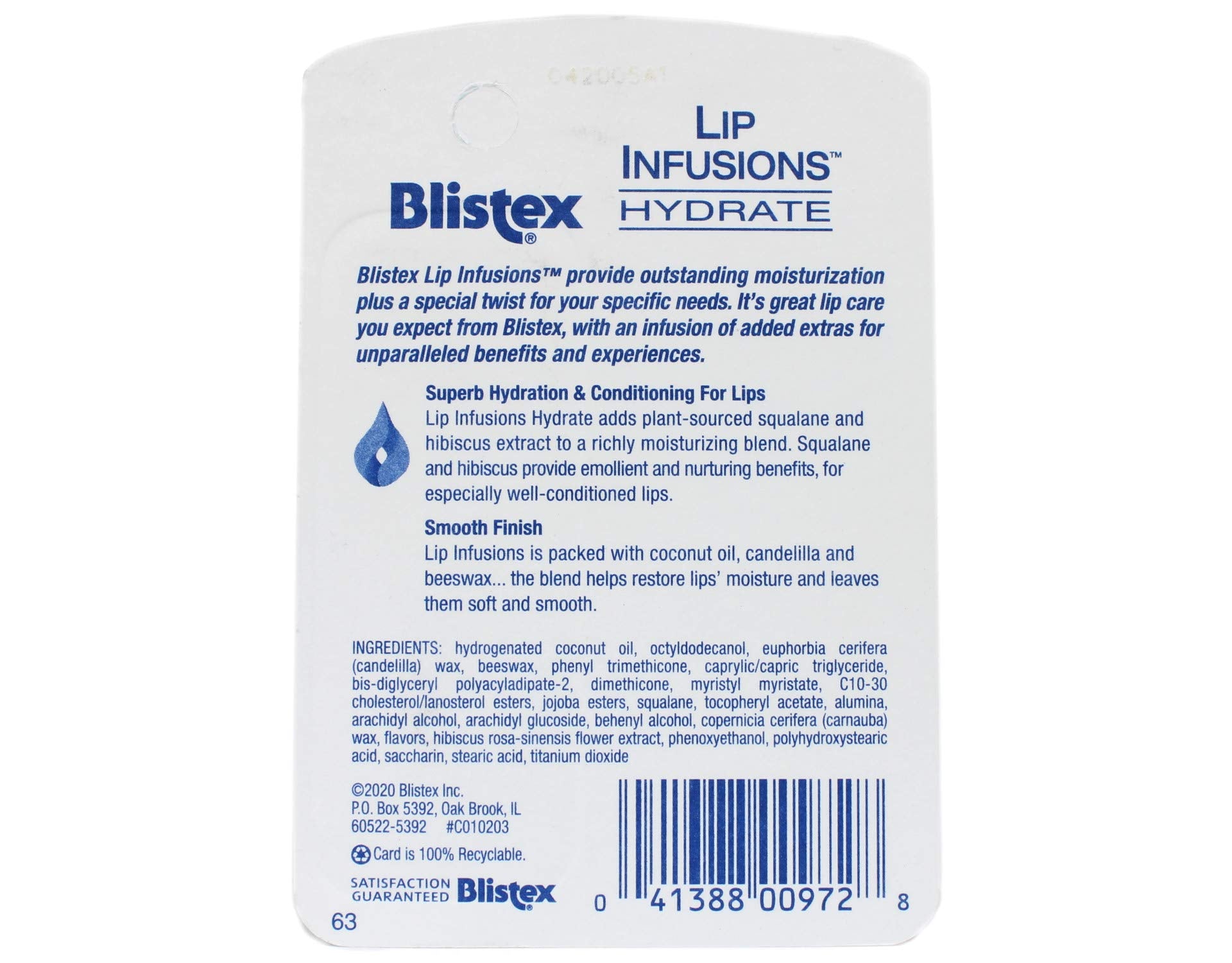 Blistex Lip Infusions Hydrate – application facile pour réhydratation rapide.