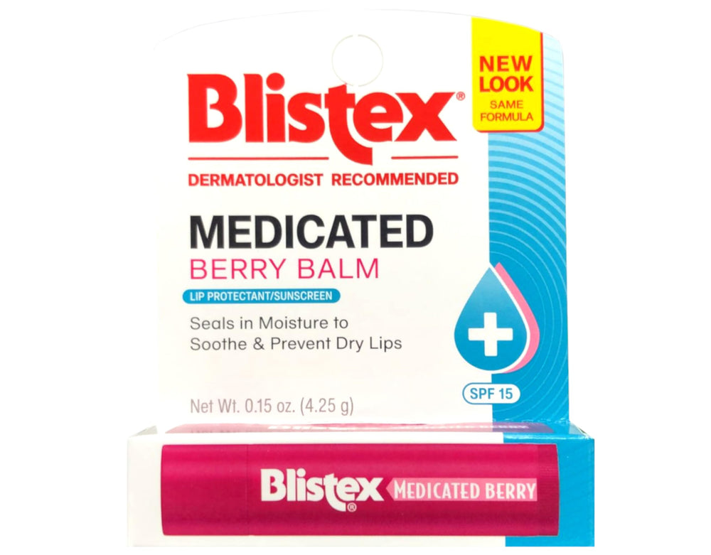 Blistex Medicated Berry Balm tube montrant une texture lisse.