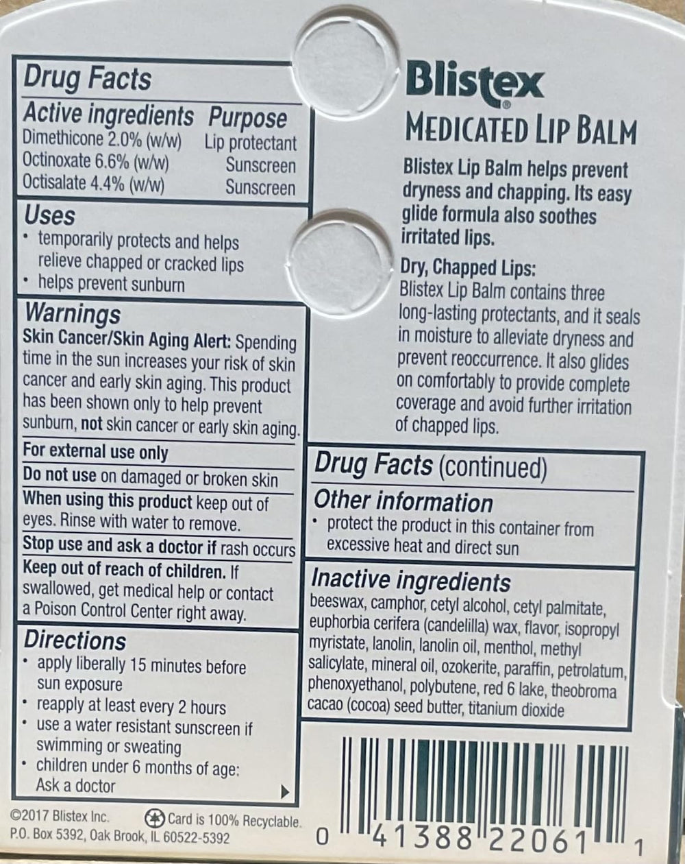 Pack de 3 Blistex Baume lèvres SPF15 – utilisation quotidienne protégée