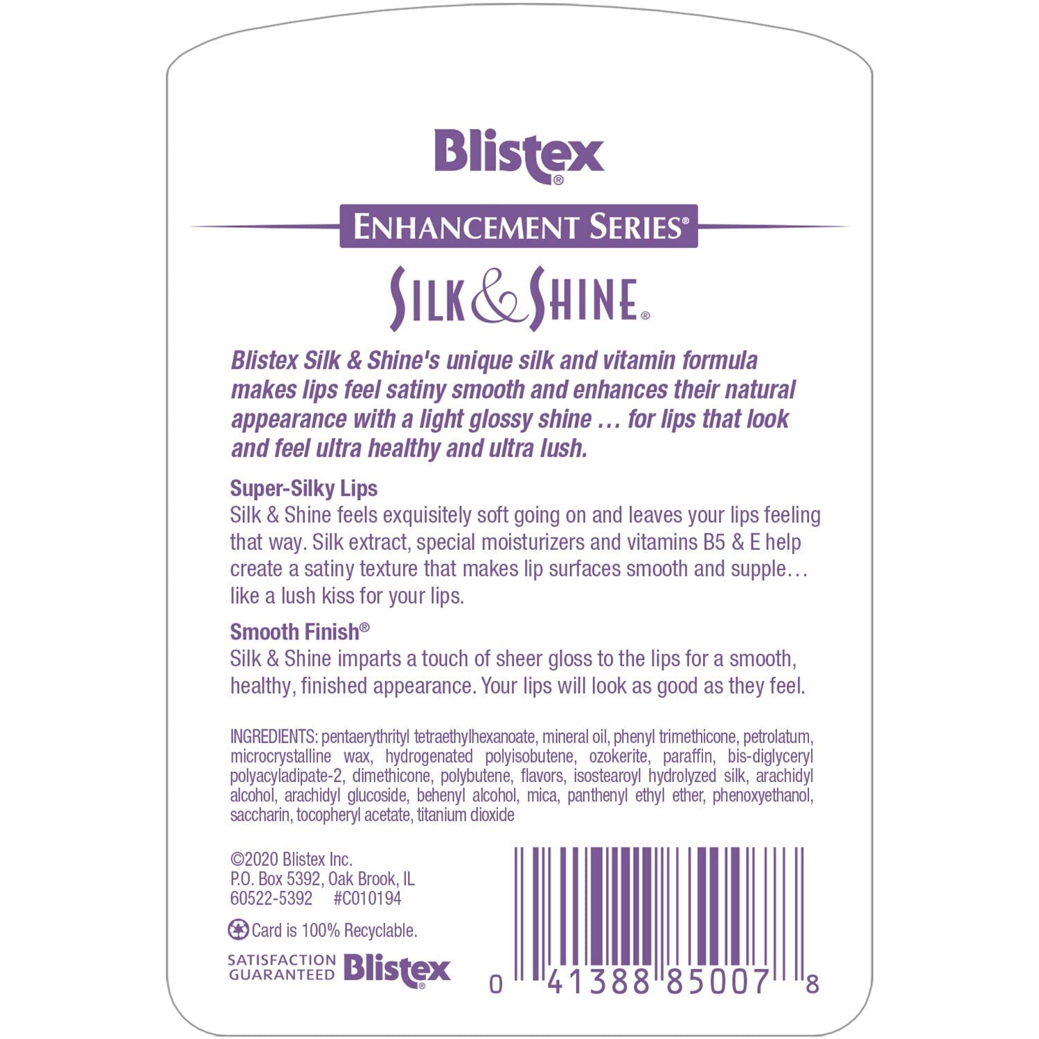 Blistex Silk & Shine application sur les lèvres, hydratation rapide.