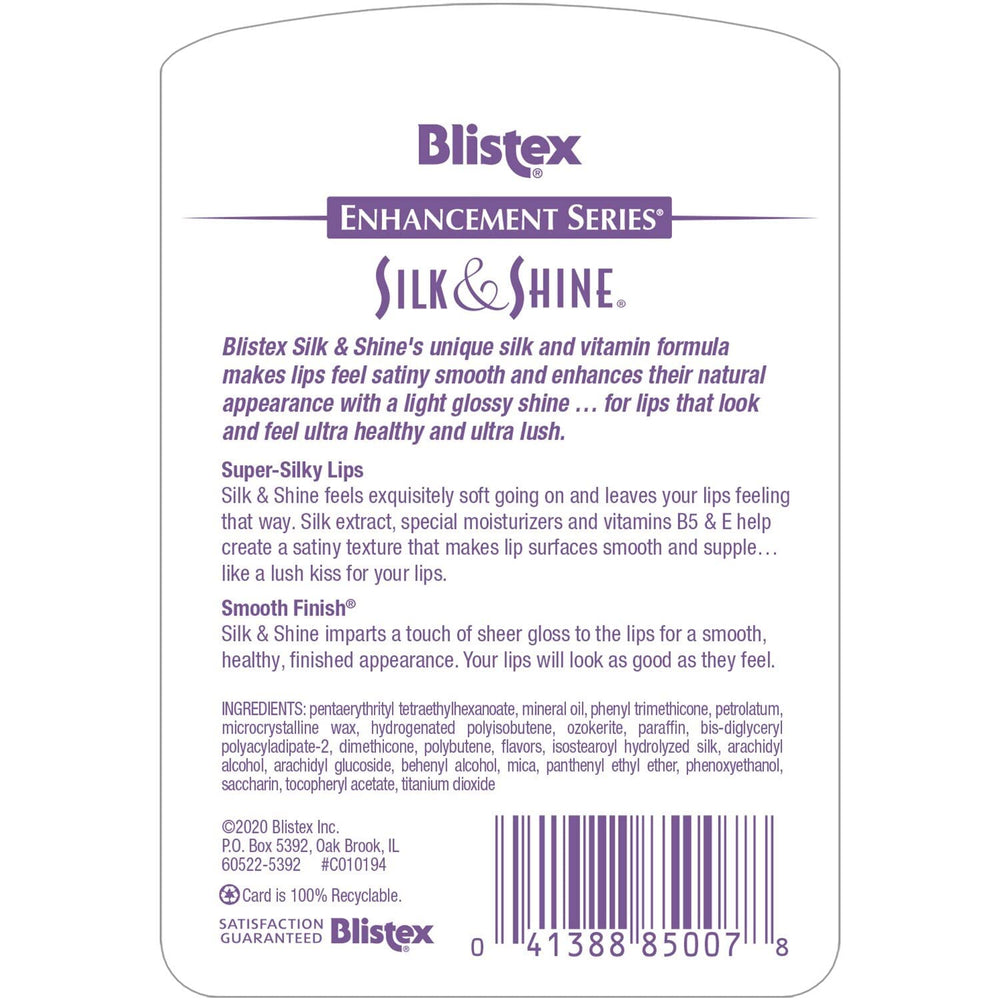 Blistex Silk & Shine application sur les lèvres, hydratation rapide.