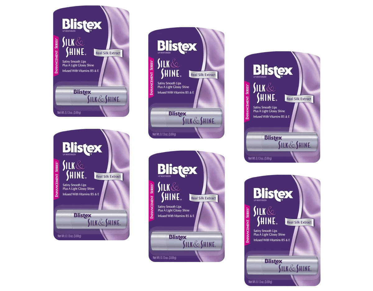 Blistex Silk & Shine emballage pack six, pratique et compact pour la maison.