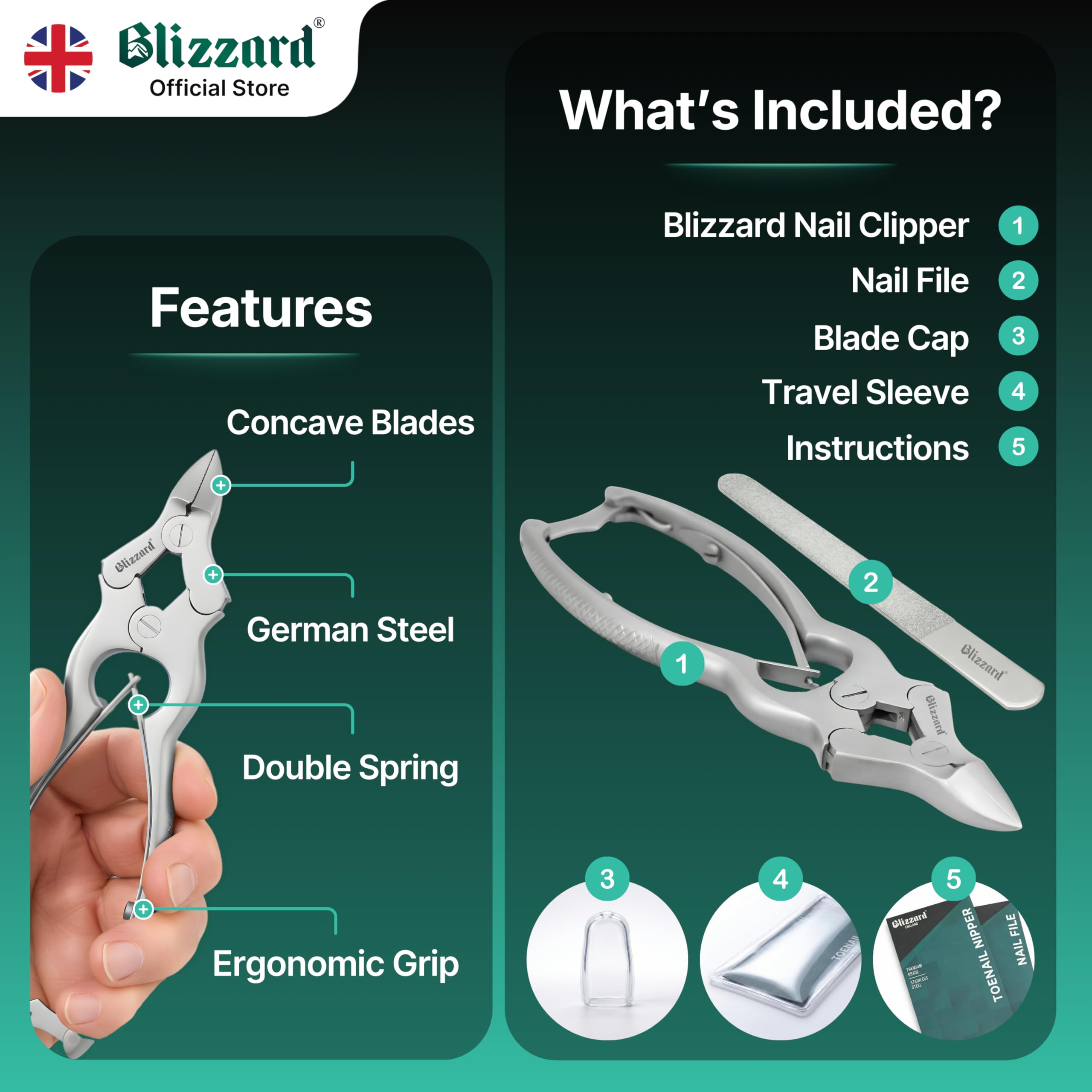Blizzard coupe-ongles acier inoxydable sterilisation facile