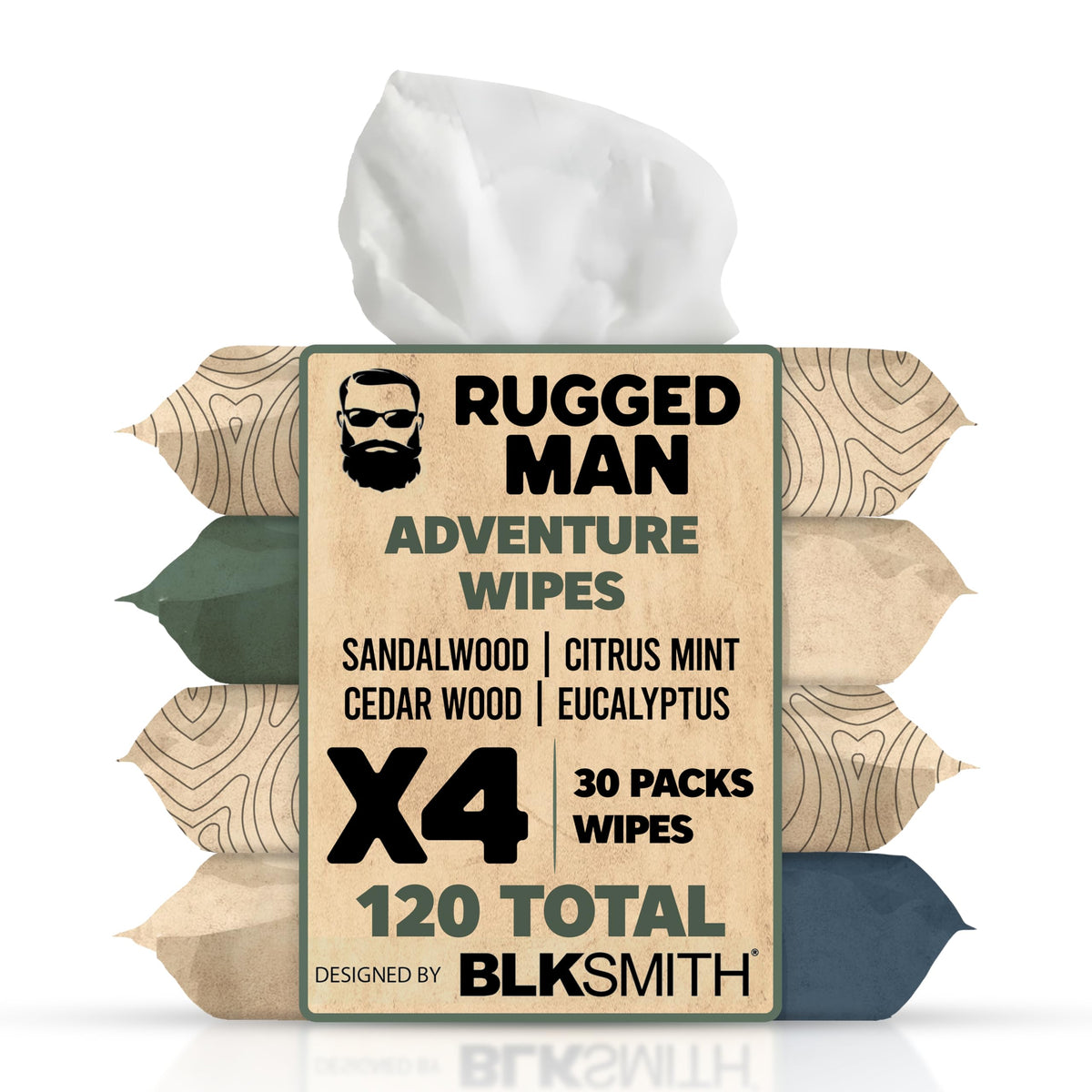 BLKSMITH Refined Man lingettes froides pour visage et corps, nettoyage rapide en tout lieu.
