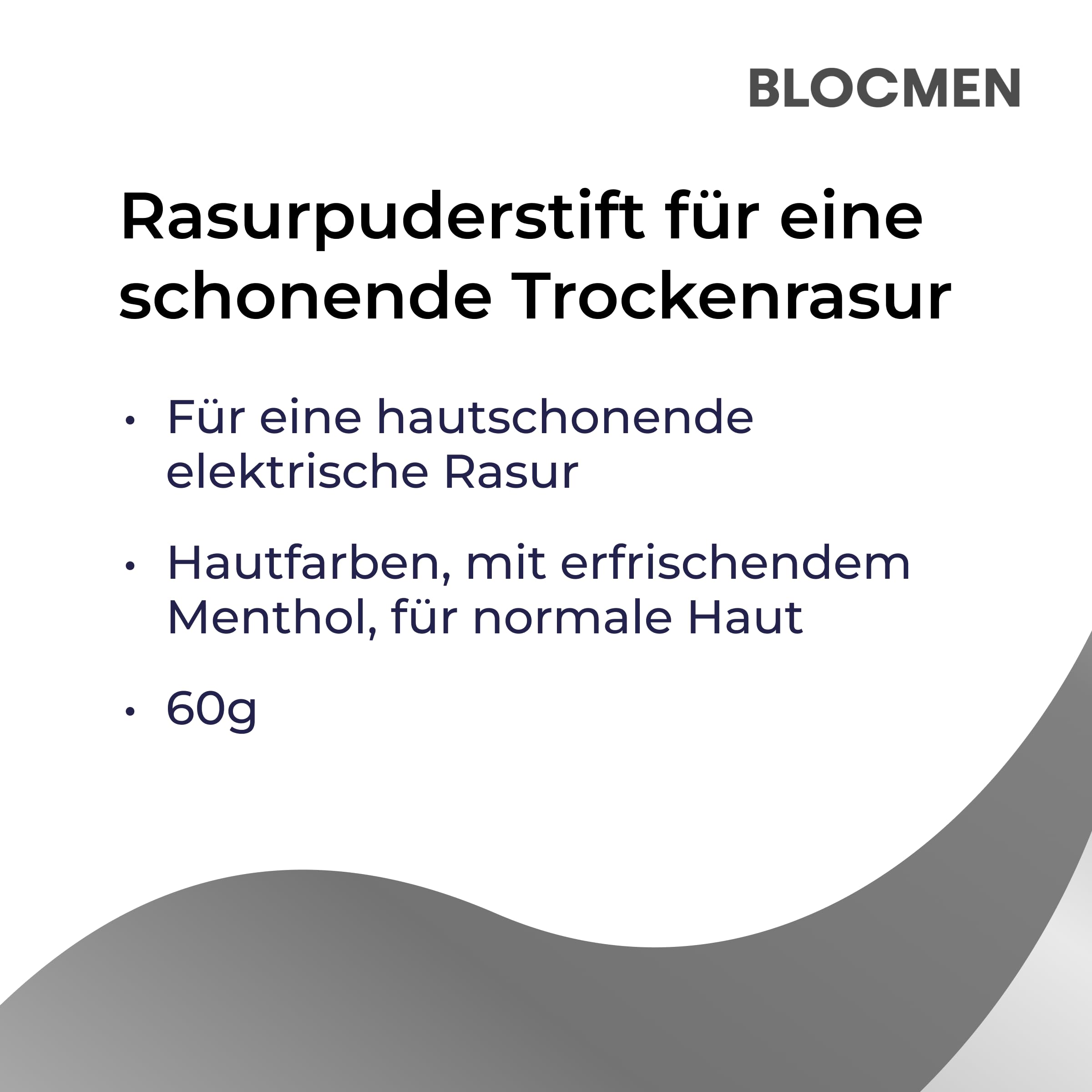 Blocmen Poudre pré-rasage baton originale, texture fine assurant une glisse agréable.