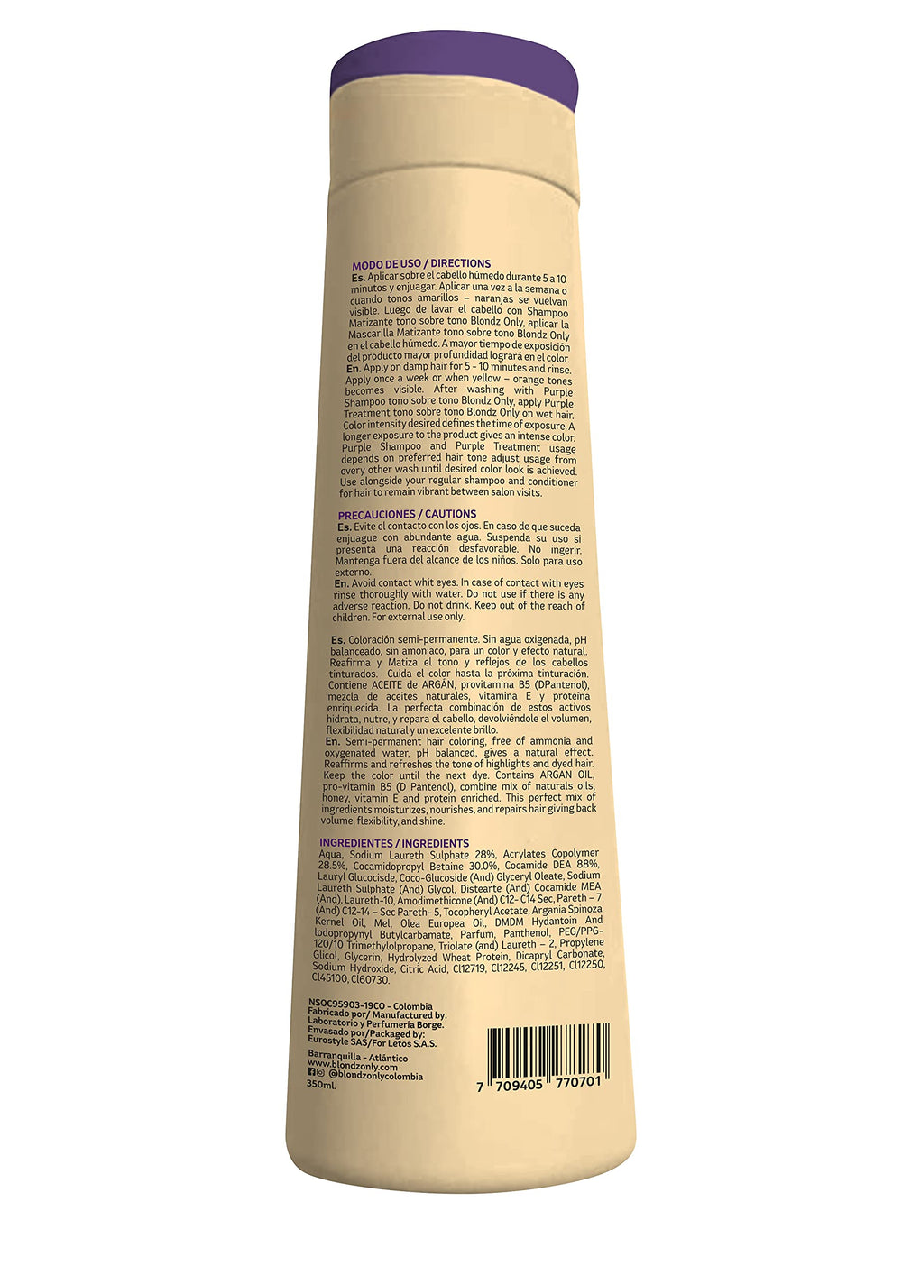 Blondz Only argan-huile-masque-violet: nourrit en profondeur les cheveux colorés.