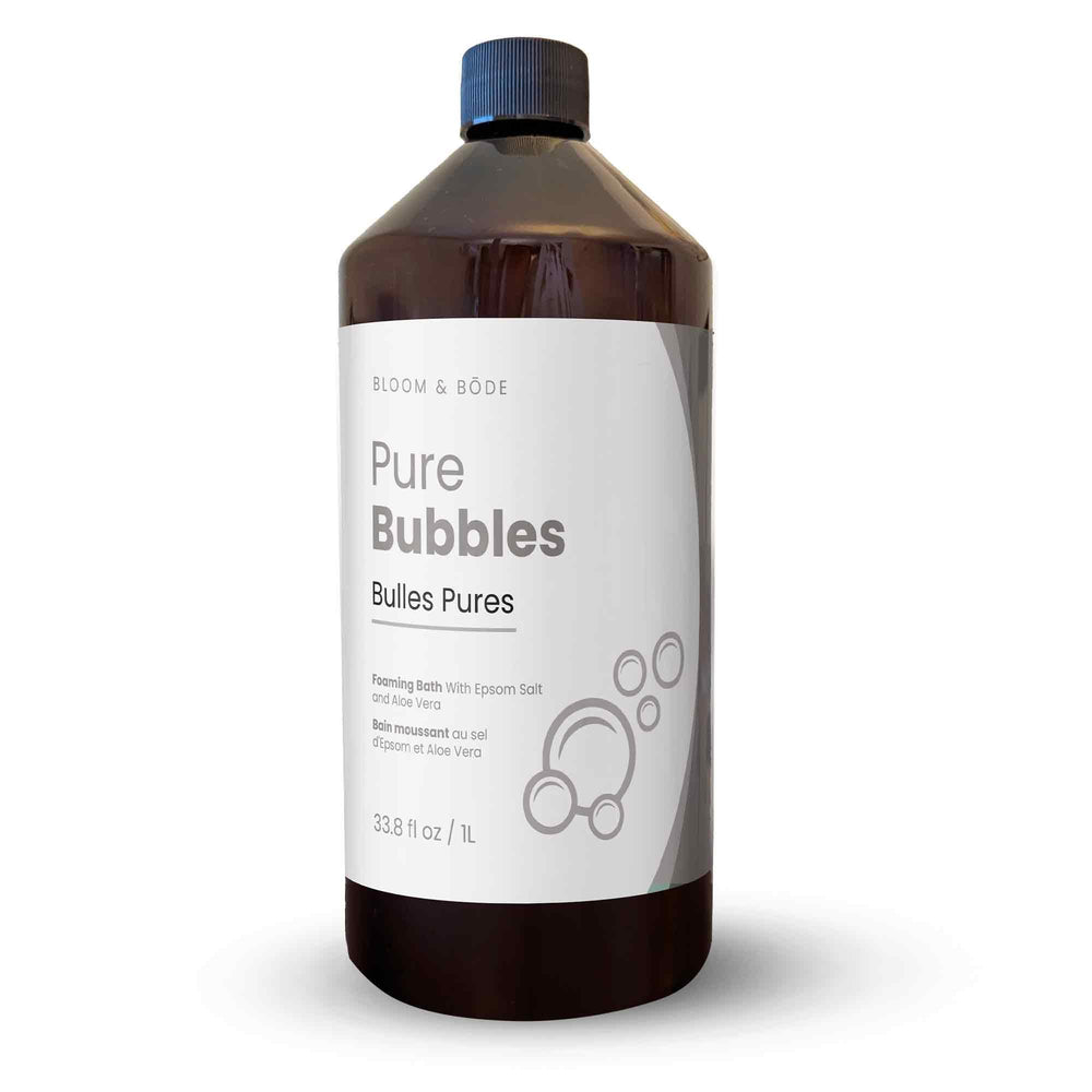 Bloom & Bōde – bain moussant luxueux sans parfum, bouteille 1L, expérience de bien-être à domicile.