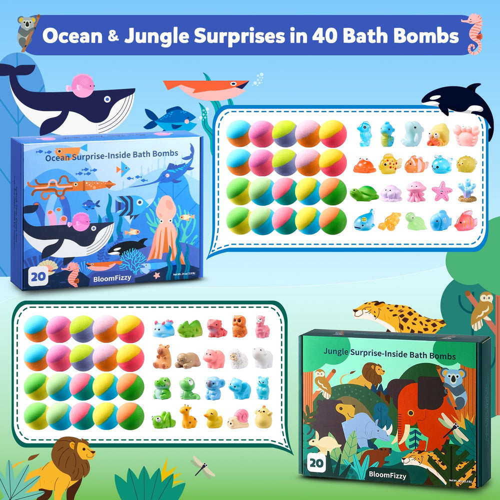 BloomFizzy bombes-bain jungle: expérience sensorielle et animaux surprises pour l’imagination.