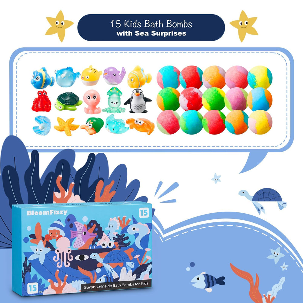 BloomFizzy Boules-bain Mer Couleurs-Fizz, eau arc‑en‑ciel et mousse scintillante