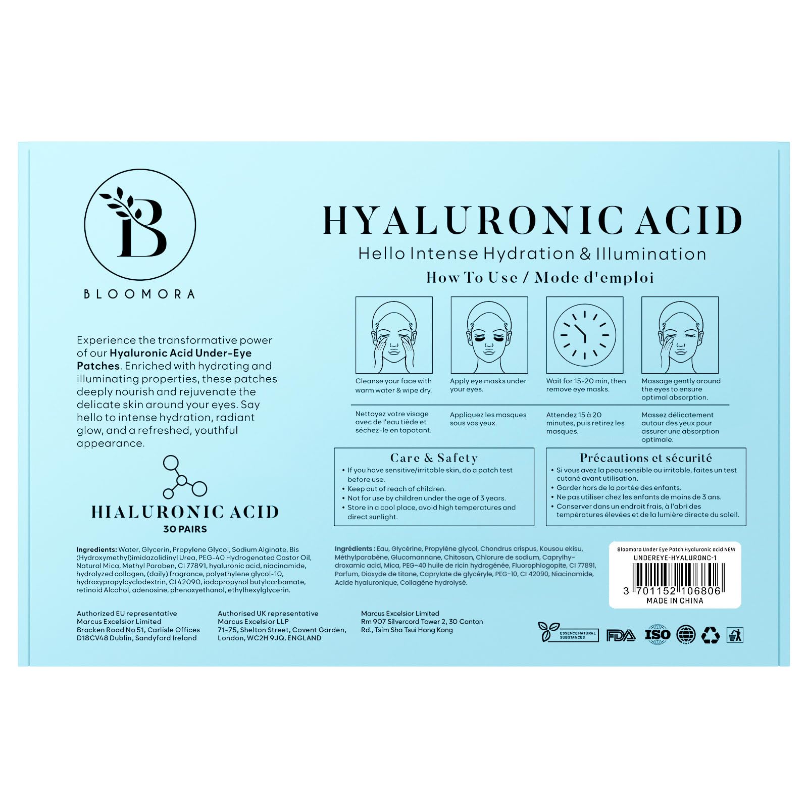Patch BLOOMORA douceur adaptée à la peau sensible autour des yeux.