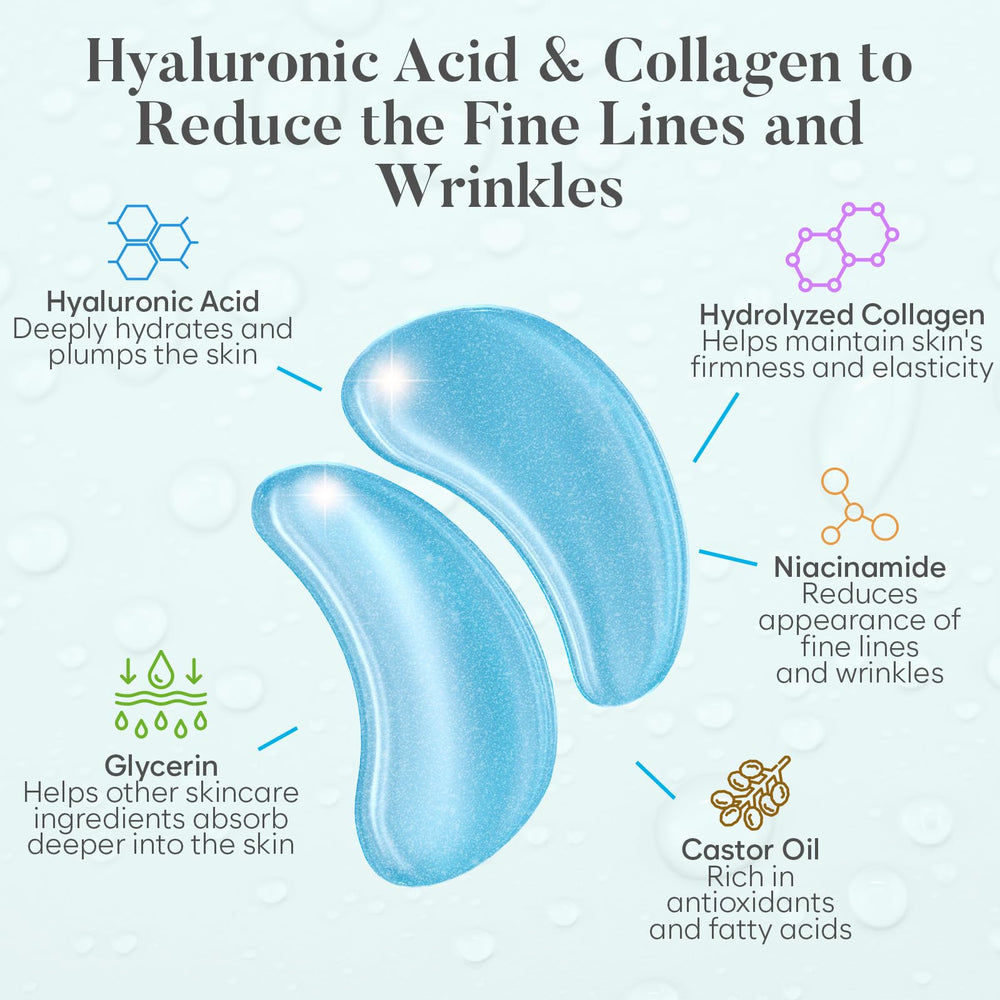 Patchs BLOOMORA hyaluronique, application simple et rapide autour des yeux.