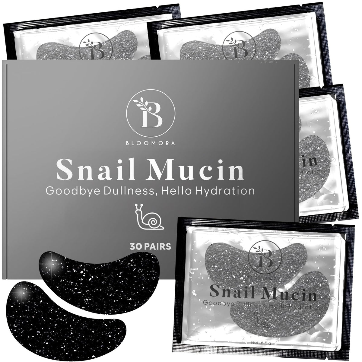 BLOOMORA patchs-yeux-mucin-escargot emballage-pratique facilite l'utilisation en voyage.