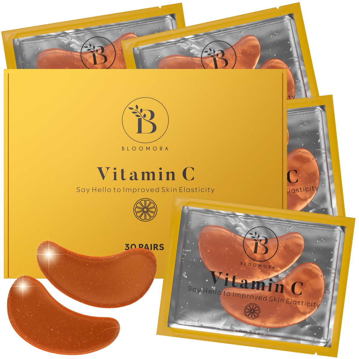 Patchs yeux BLOOMORA emballage individuel, pratique pour hydratation rapide.