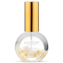 Blossom Cuticle Oil flacon 0,5 oz avec fleurs réelles pour hydrater les cuticules.