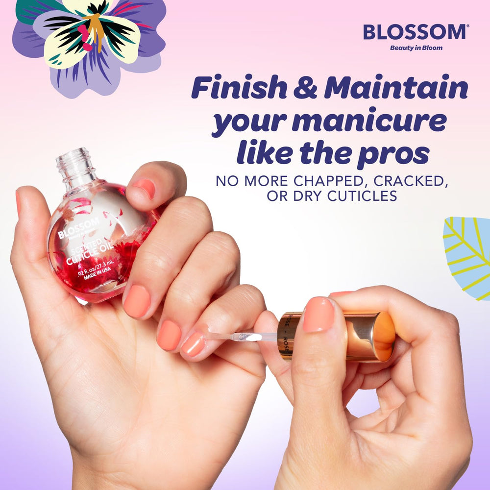 Blossom huile cuticule lavande, fabriqué aux États‑Unis, sans cruauté et vegan.