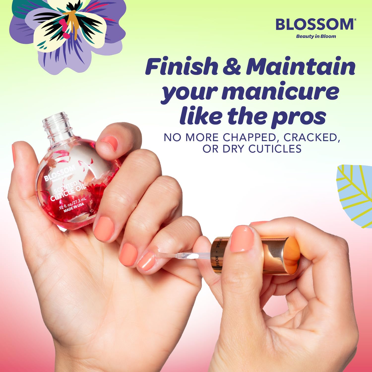 Blossom formule vegan sans parabènes pour cuticules respectueuses.