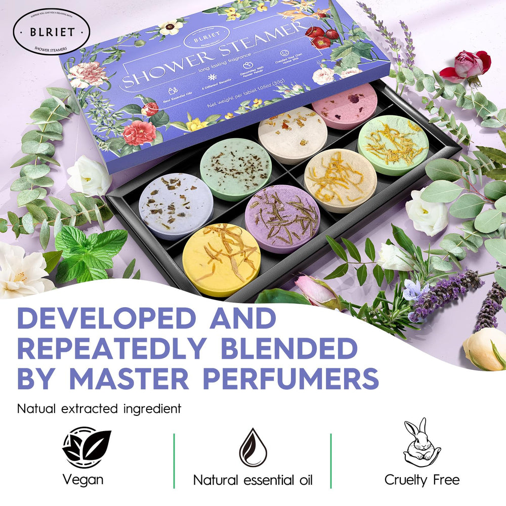 BLRIET Shower Steamers use natural ingredients for worry-free personal spa moments.
