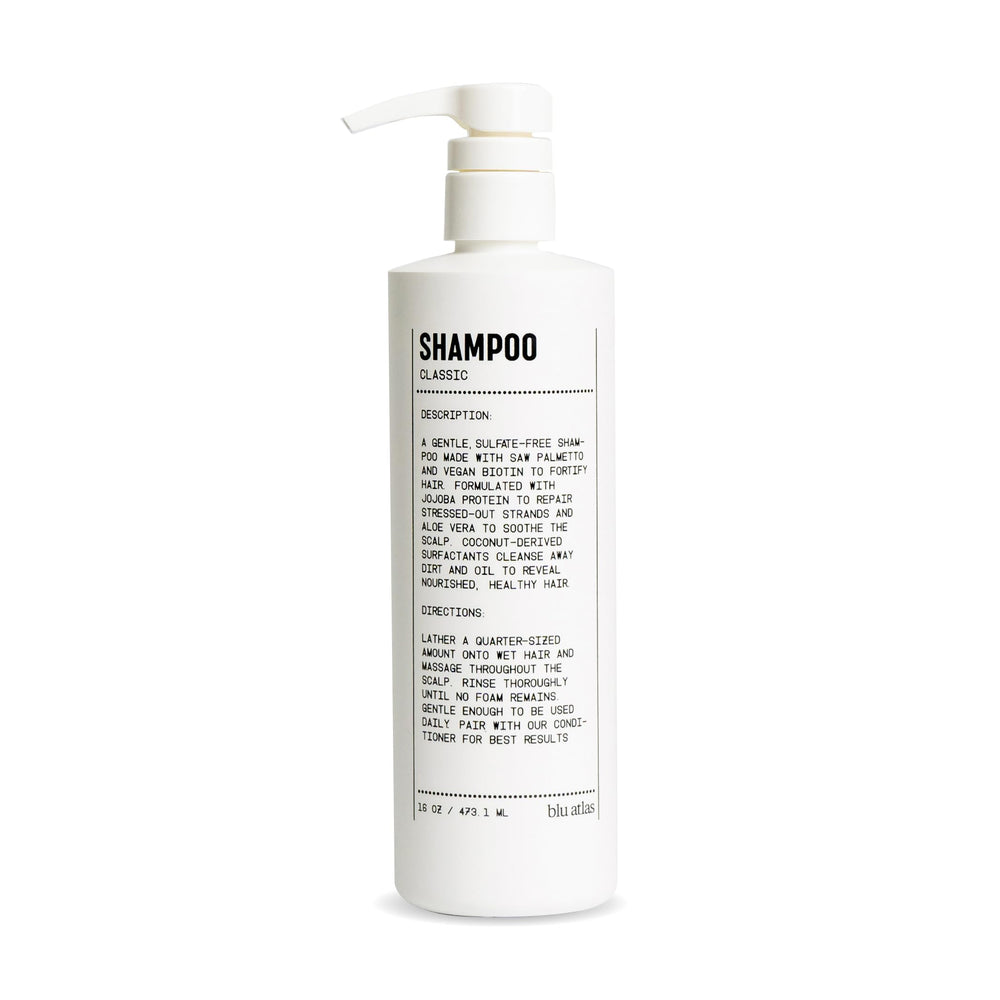 Shampoing Blu Atlas – fabriqué aux États‑Unis – choix éthique et production locale.