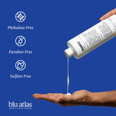Shampoing Blu Atlas – aloé véra – hydratation légère pour cheveux souples.