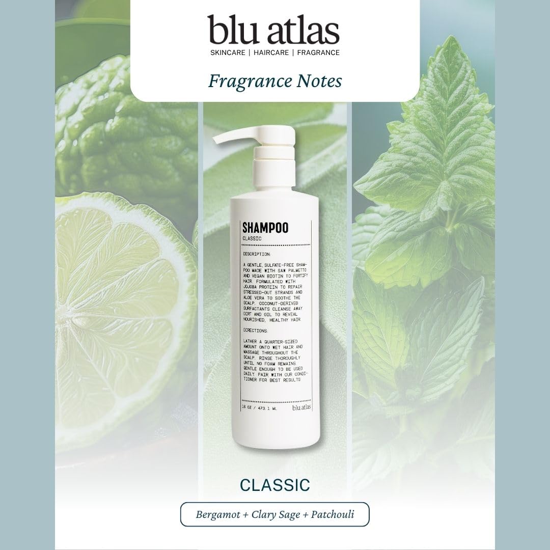 Shampoing Blu Atlas – texture mousse légère pour une application facile.
