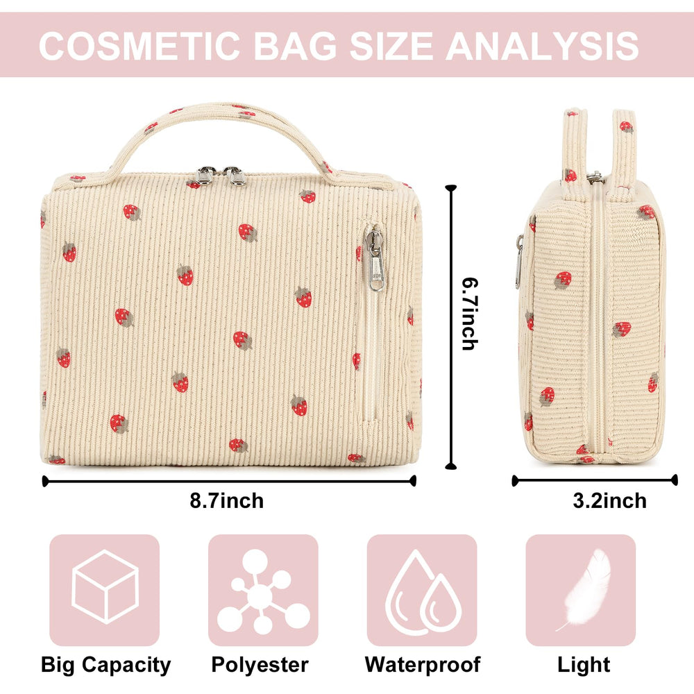 Bluboon sac-maquillage ouvert, poches interieures facilement accessibles.