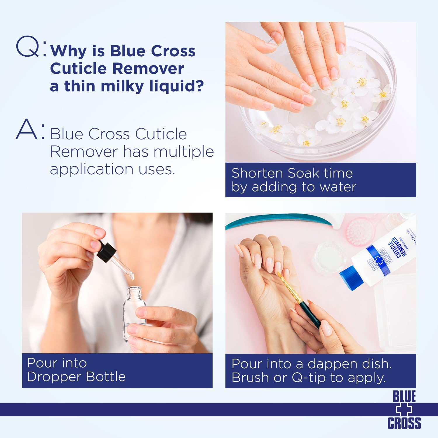 Blue Cross Cuticle Remover liquid after-treatment nails appearance
