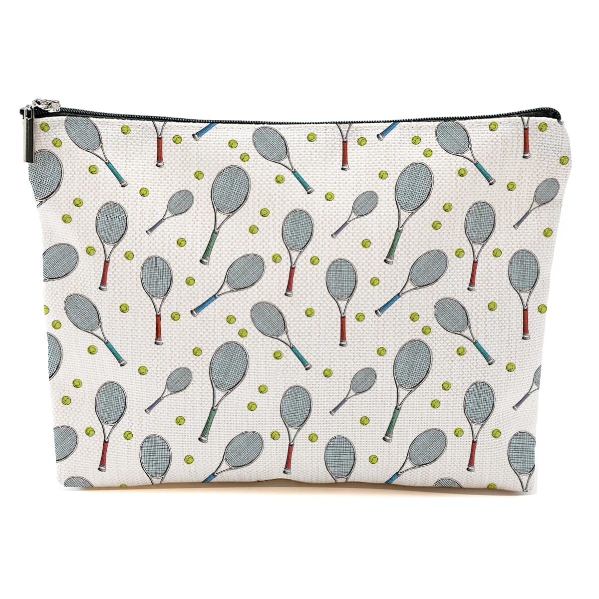 Pochette maquillage Tennis Blue Leaves beige naturel, pratique pour le sac de voyage.