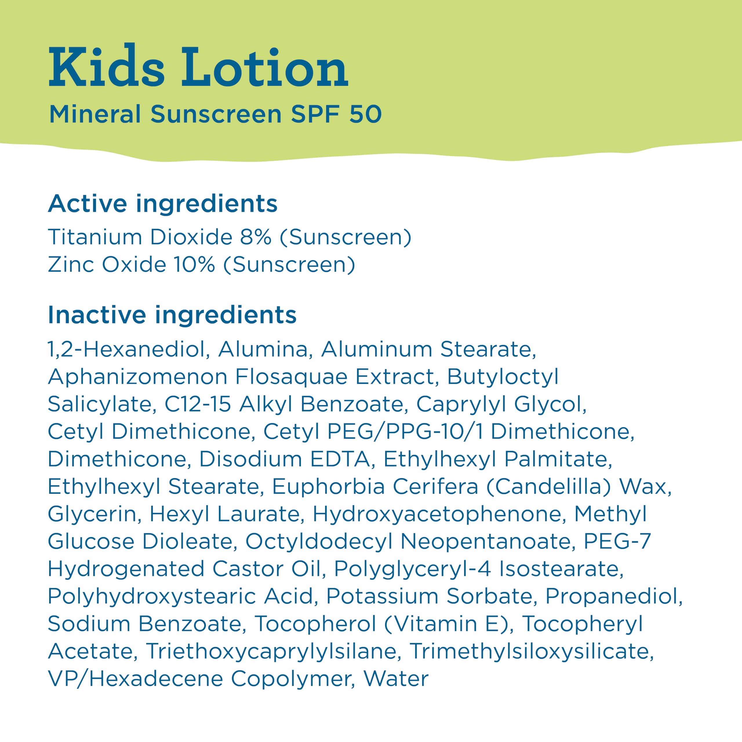 Algue bleue antioxydante dans Blue Lizard Kids SPF50 pour la peau