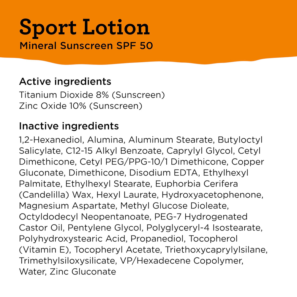 Blue Lizard Sport Mineral SPF 50 – oxyde de zinc et dioxyde de titane.