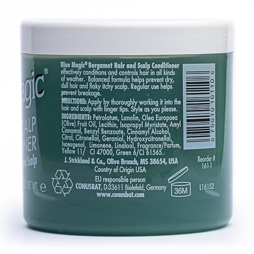 Creamy texture of Blue Magic Bergamot conditioner suggests rich moisture