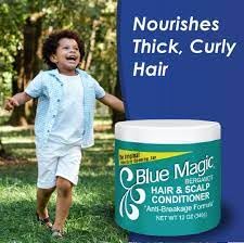 Close-up of scalp care with Blue Magic Bergamot conditioner