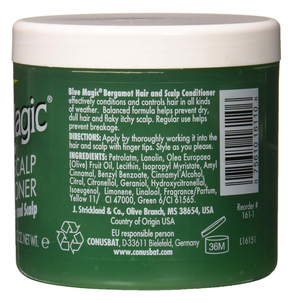 Blue Magic Après-Shampoing après application — cheveux brillants et hydratés.
