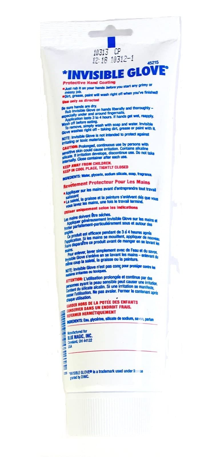 Blue Magic Crème Protection Mains Apparence transparente – invisible après application