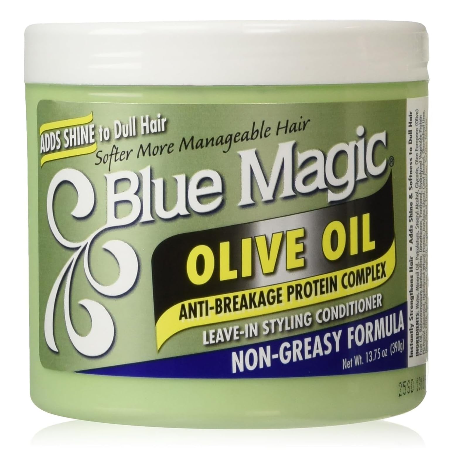 Blue Magic Huile d'olive, bouteille prête à hydrater et démêler élégamment les cheveux.
