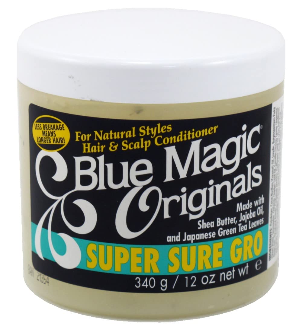 Blue Magic Originals Super Sure Gro bottle front view for nourished-looking hair