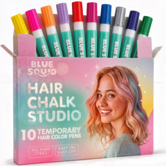 Blue Squid Stylo Chalk Cheveux – ensemble coloré pour looks temporaires et festifs.