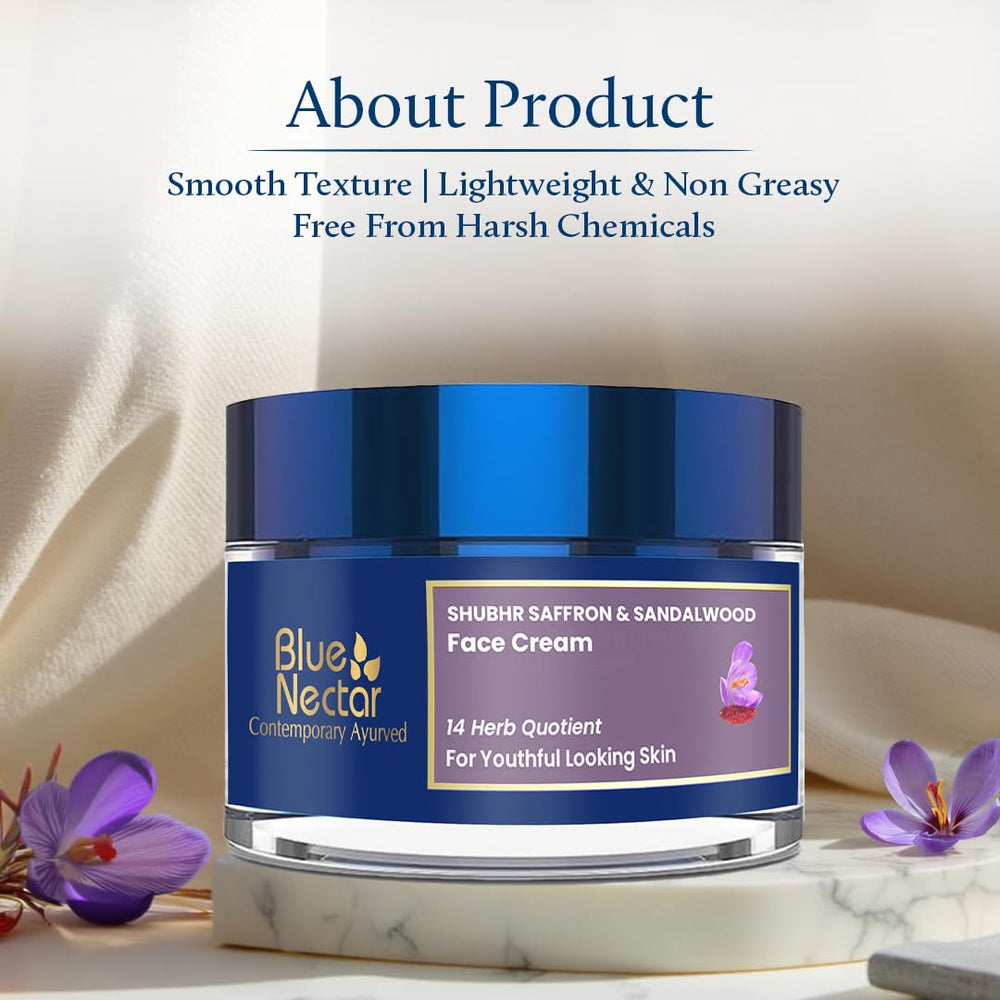Blue Nectar Crème Visage emballage élégant, pratique pour le voyage.