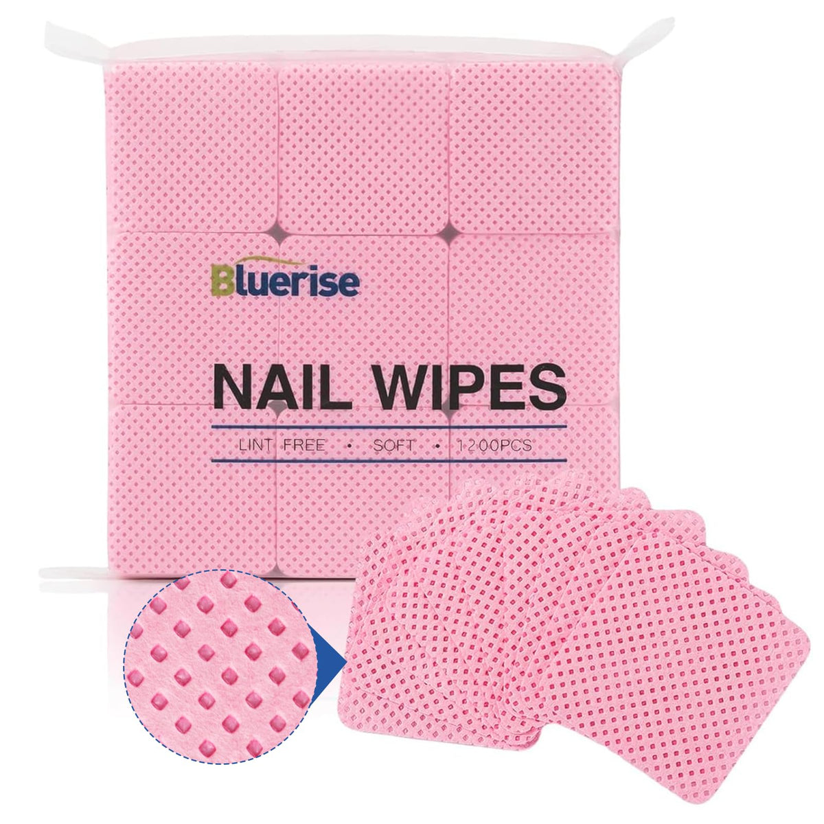 BLUERISE lingettes sans peluches rose 1200 pièces pour dissolvant propre et sans fibres.