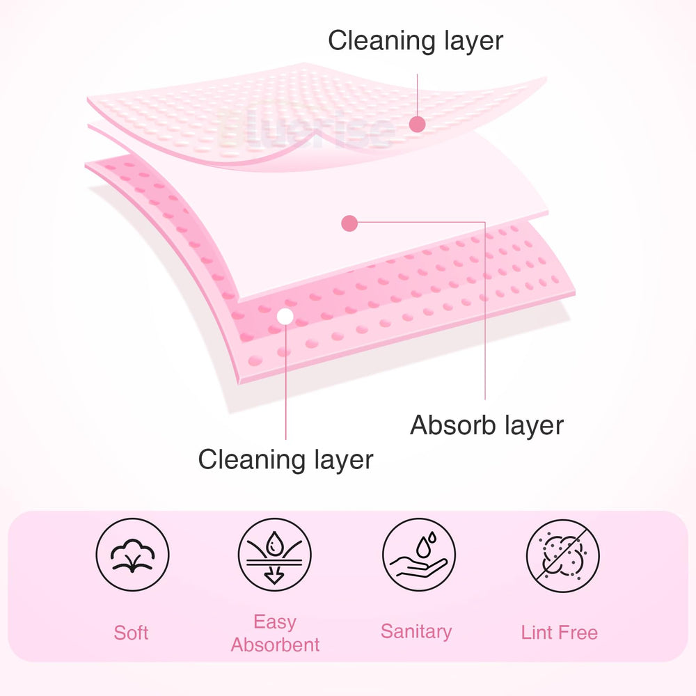 BLUERISE lingettes vernis gel rose, adaptées au retrait et à la préparation des ongles.