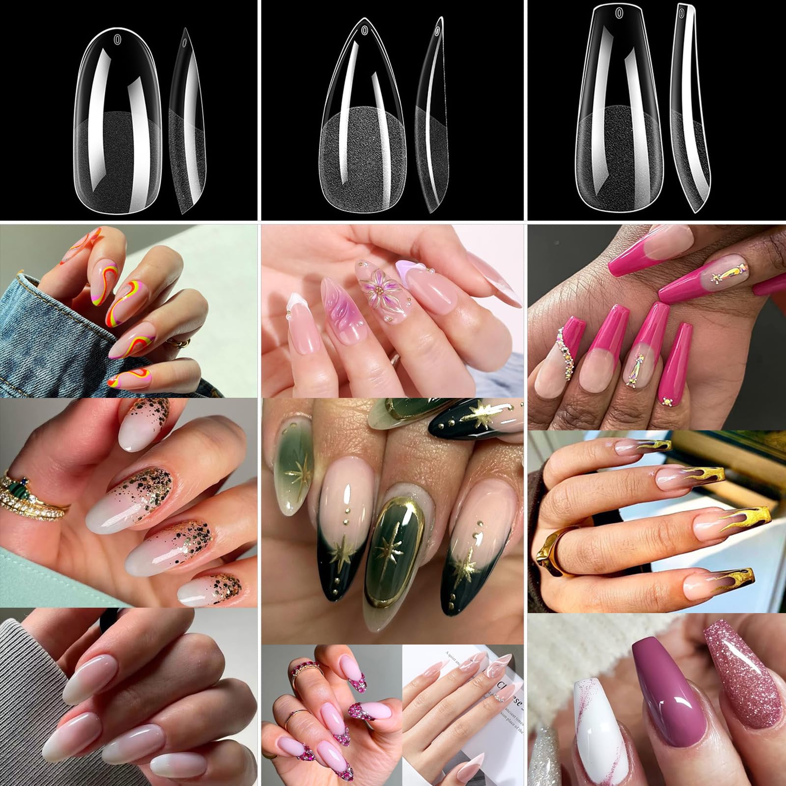 BlueZOO ongles gel long ovale, toucher léger et discret