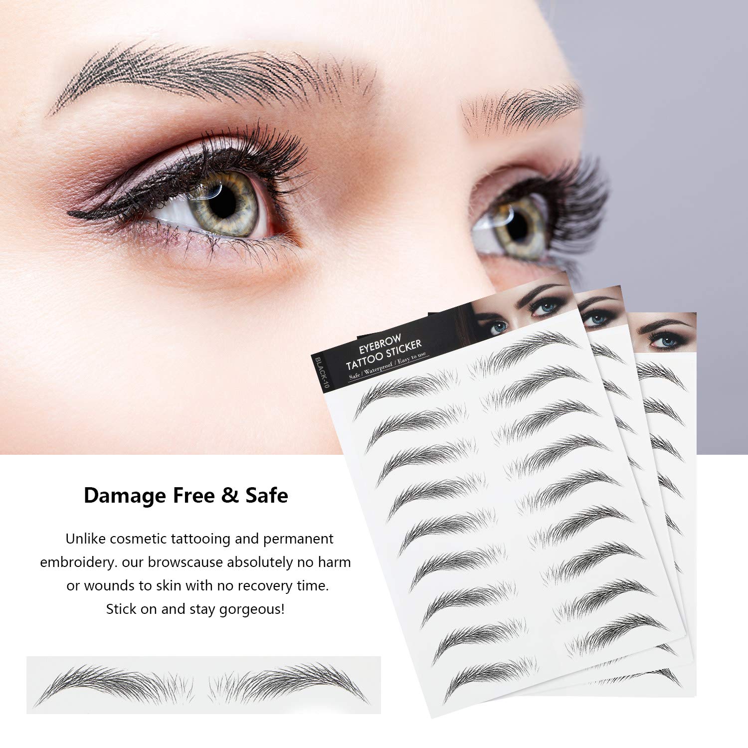 Sourcils Blulu, adhérence durable et imperméables, prêt pour la journée.