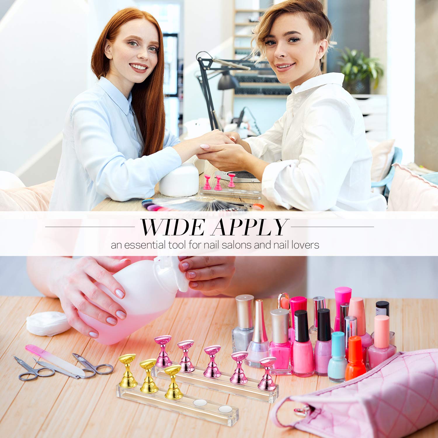 Blulu presentoir tips acrylique rose – pratique elegante pour atelier nail art et demonstrations