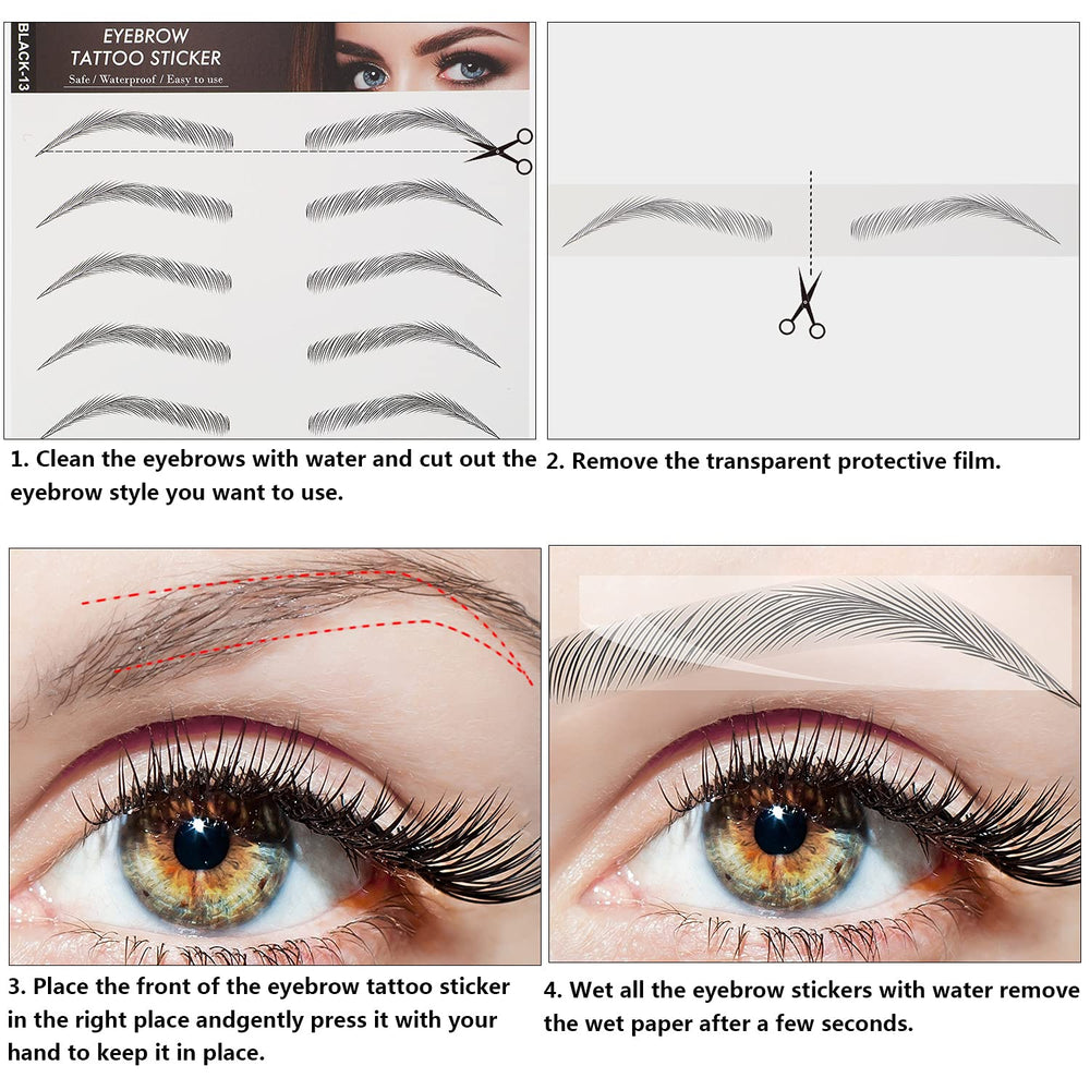 Tatouages sourcils imperméables Blulu en arche avec effet naturel